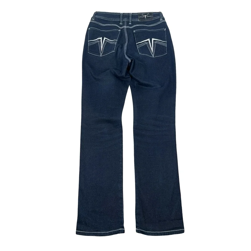 Vintage Y2K Sergio Valente Mens Dark Wash Contrast Stitch Jeans Blue 31 Western - Picture 2 of 13